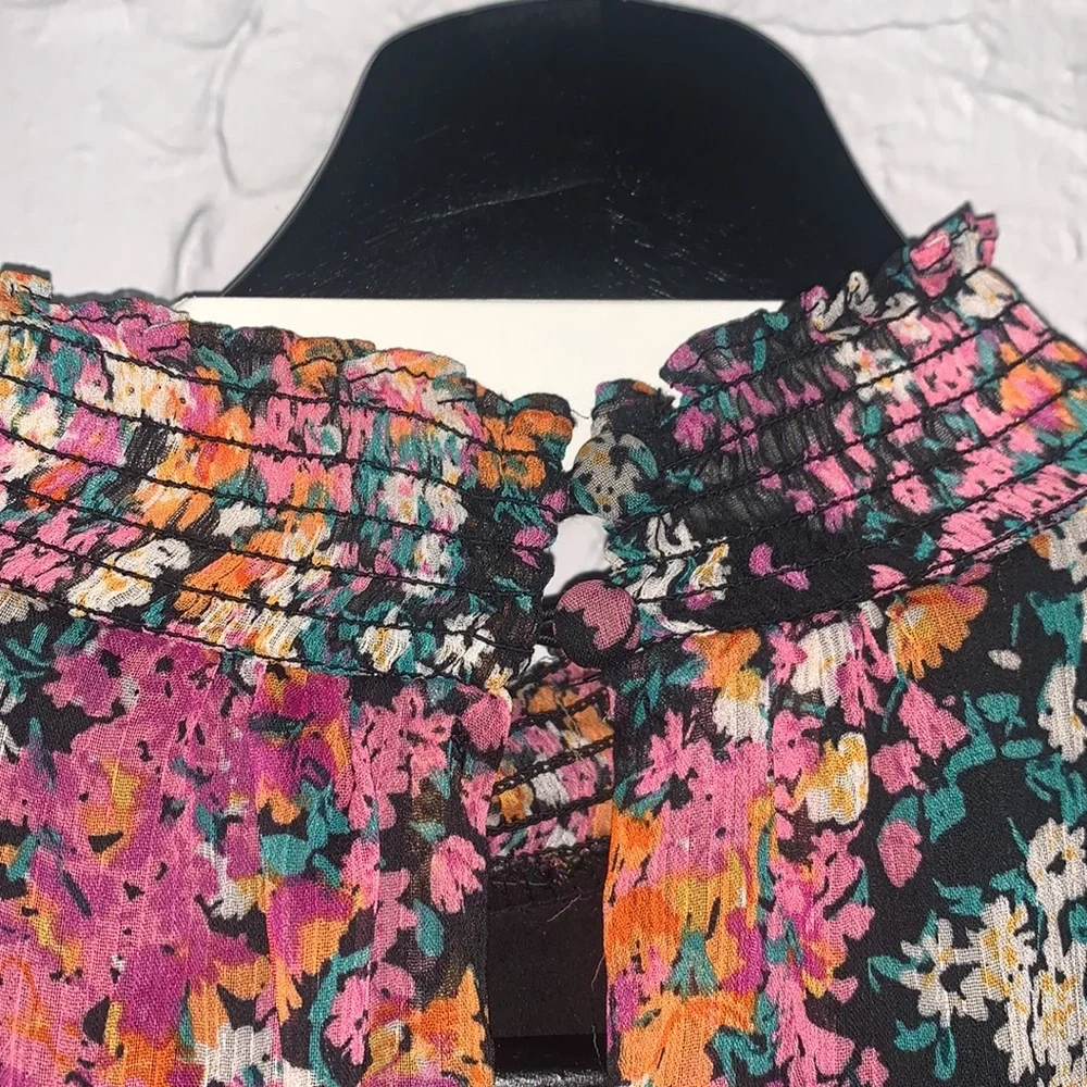 1. State Floral Mini Dress Black Medium Tiered Lined Wedding Guest Bridal Shower